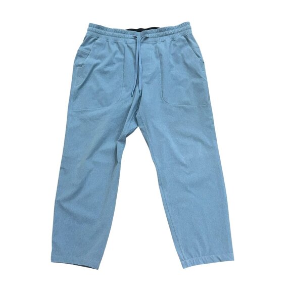 Lululemon ABC Cropped Pull On Pants Blue Large Travel Relax Comfort Casual - Picture 1 of 7